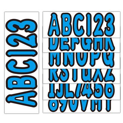 Set of 4 Personalized Boat Registration Decals A-Z & 0-9 Blue