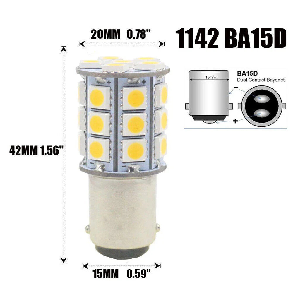 4pcs BA15D 5050 27 SMD Light Blue Cabin Lamp Bulbs for Marine Boat