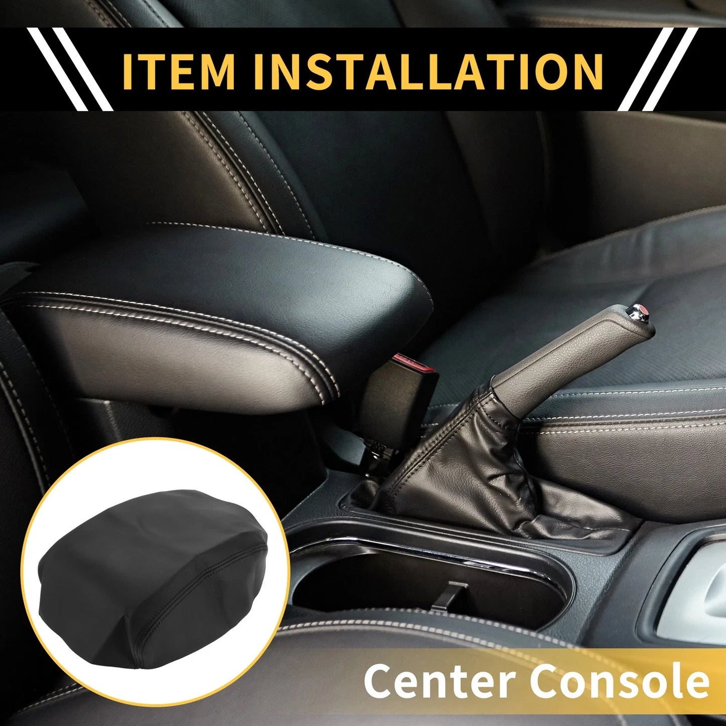 Center Console Cover for Honda Ridgeline 2006-2014 Microfiber Leather Black