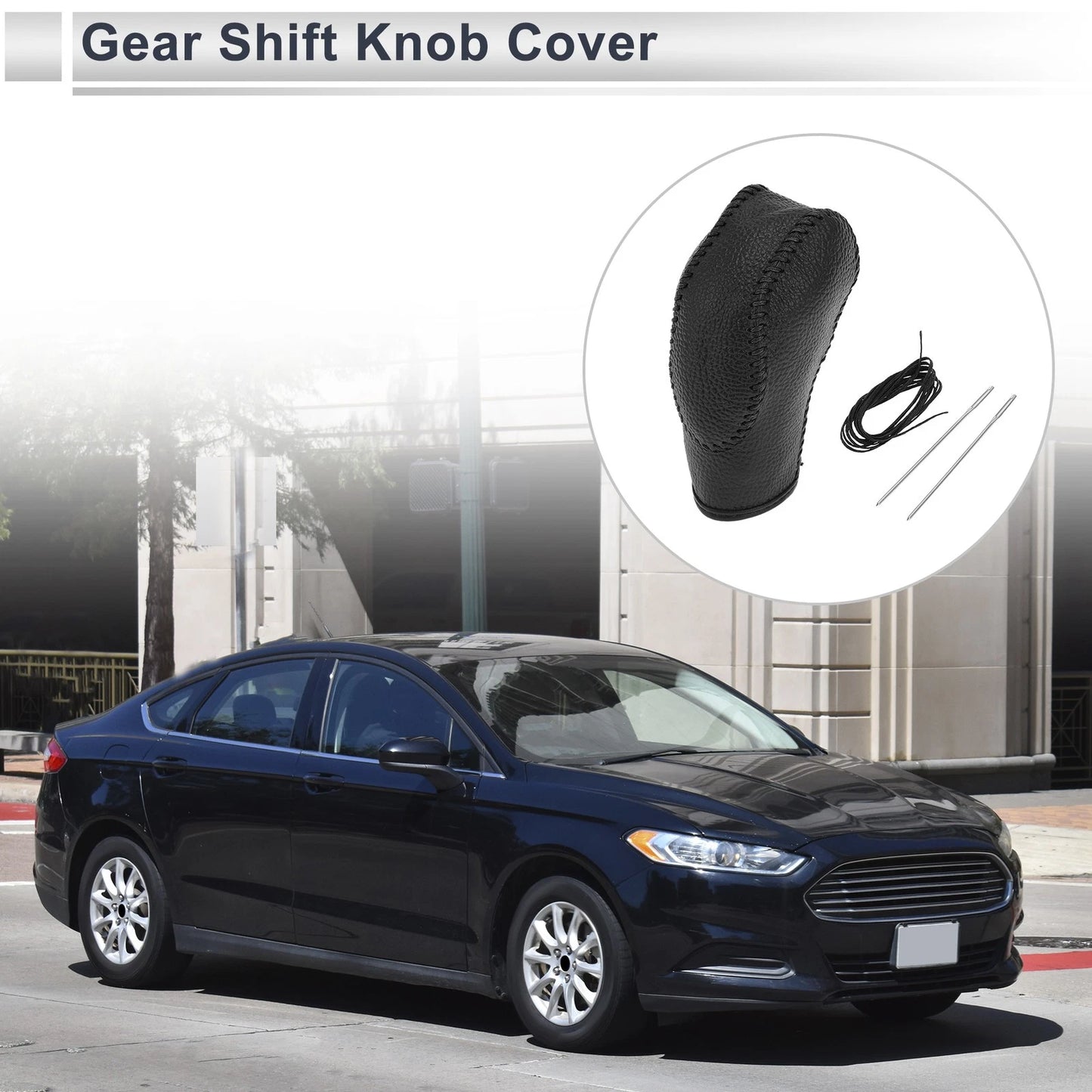 1 Pc Pebbled Gear Shift Knob Cover Black for Ford Fusion (2013-2016)