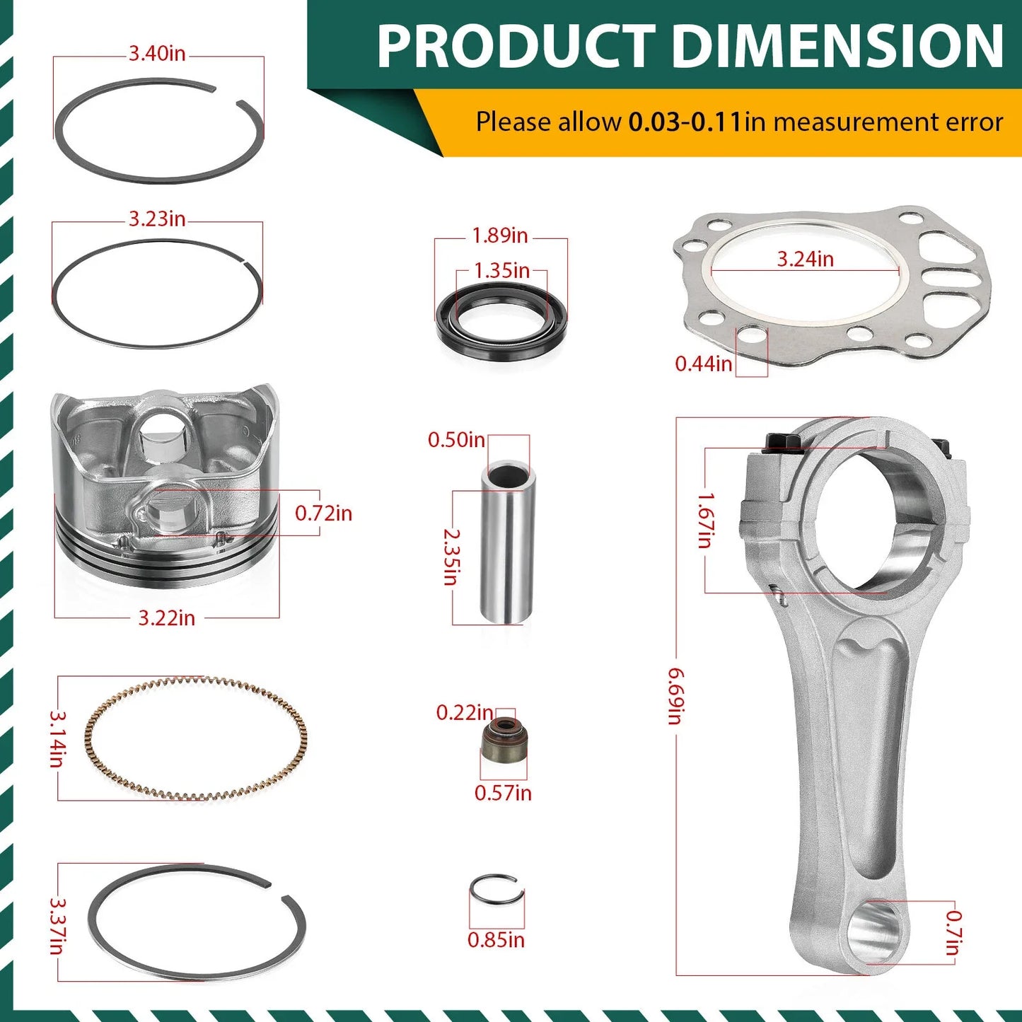 Piston Gaskets Connecting Rod for Kawasaki Mule 600/610