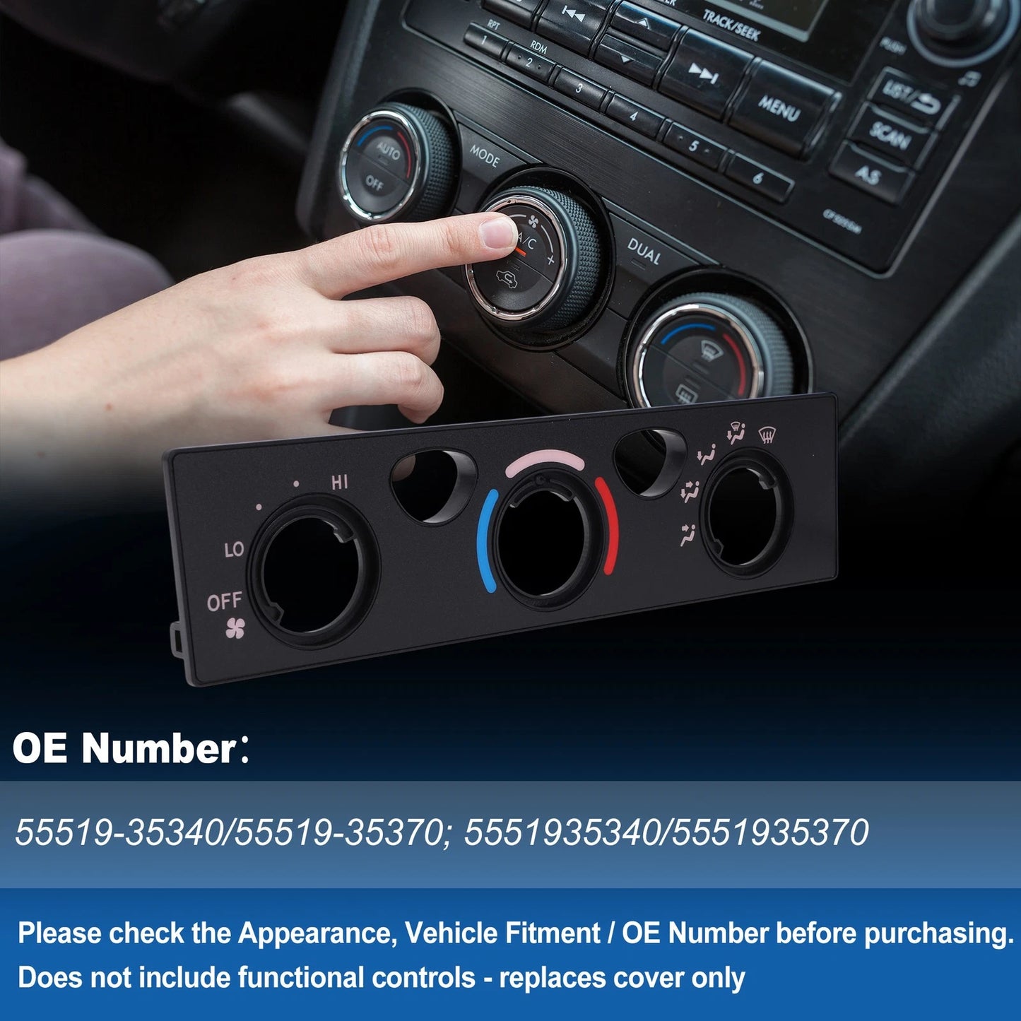 A/C Climate Heater Control Panel Plate for Toyota 4Runner (OE: 55519-35340)