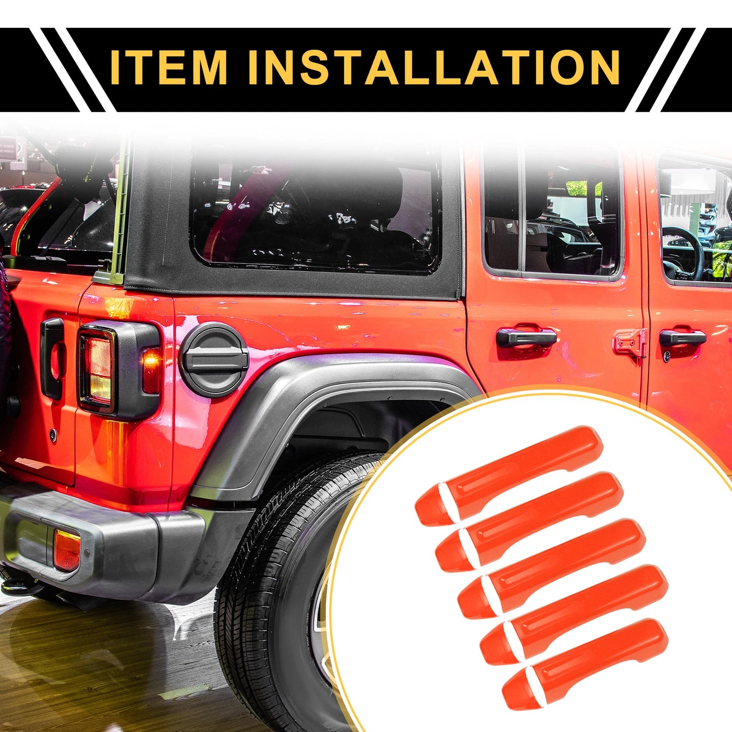Set of 1 Door Tailgate Handle Cover for Jeep Gladiator JT (2020–2021) Orange