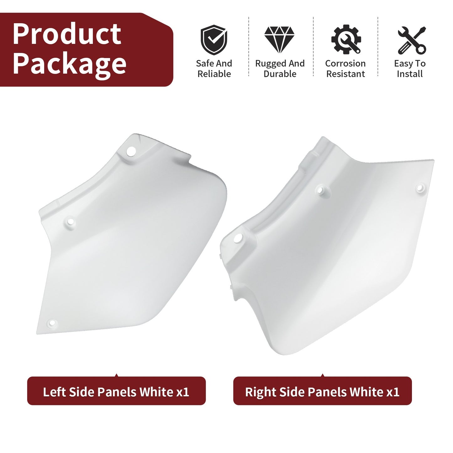 Set of 2 Side Panels for Honda XR250R XR400R (1996–2004) - White