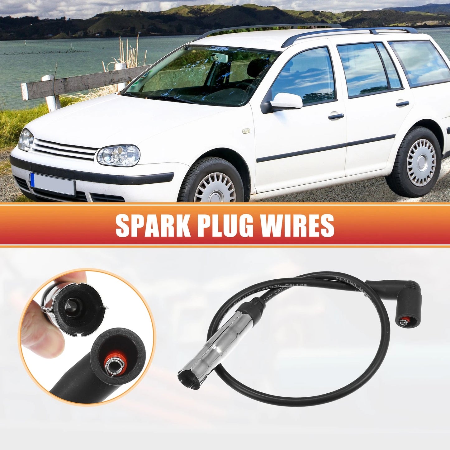 Set of 4 Spark Plug Wire Ignition Coil Cables No. 06A905430H for Volkswagen Beetle