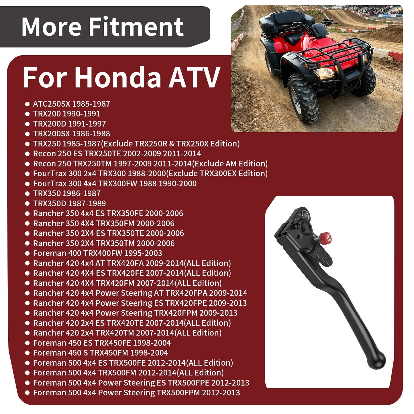 Left Hand Rear Brake Lever for Honda FourTrax (200–350)