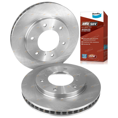 2 Front Disc Brake Rotors + Bendix Pads for Mitsubishi Triton (2007–2018)