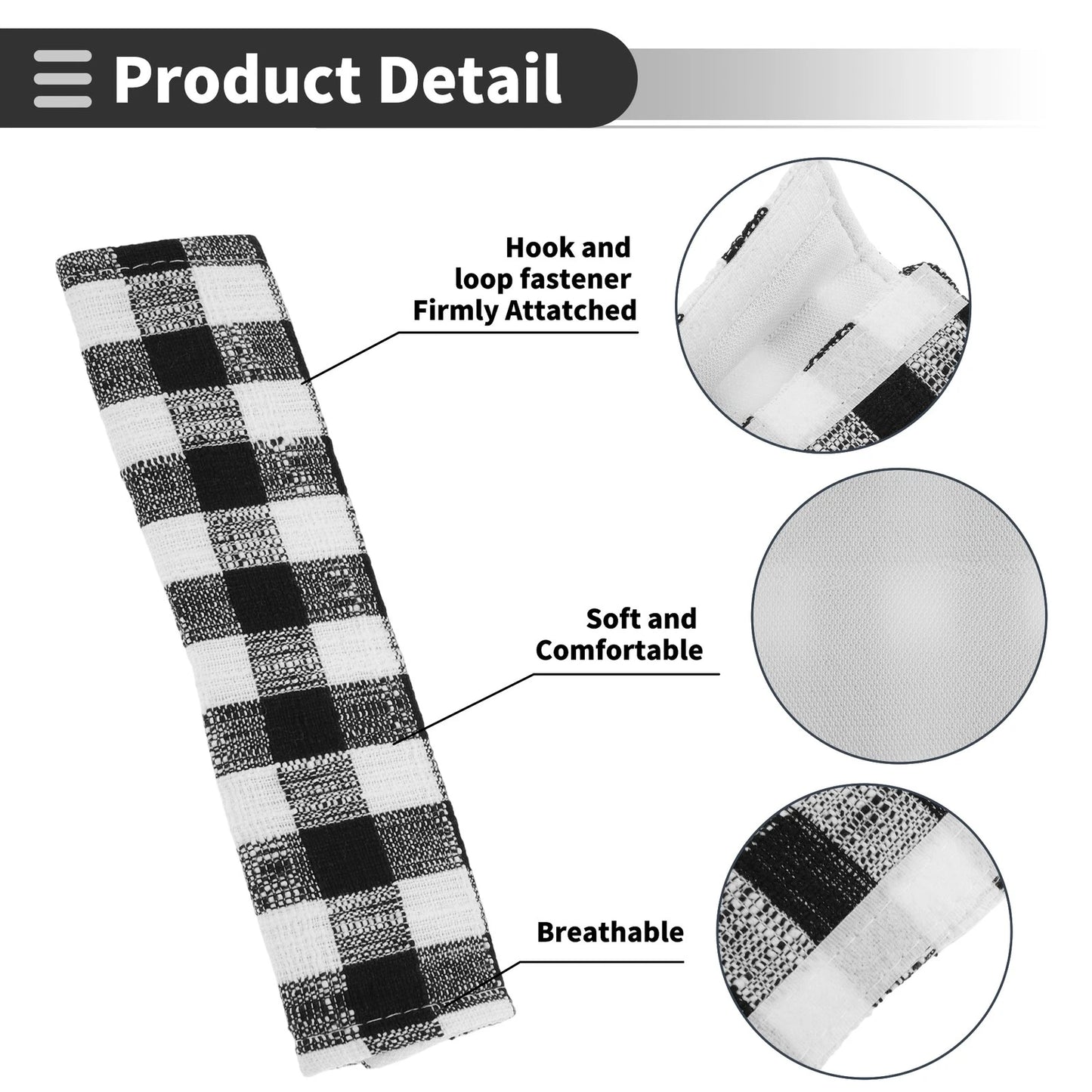 Set of 2 Black Seat Belt Cover Pads for Universal Fit (24cm)