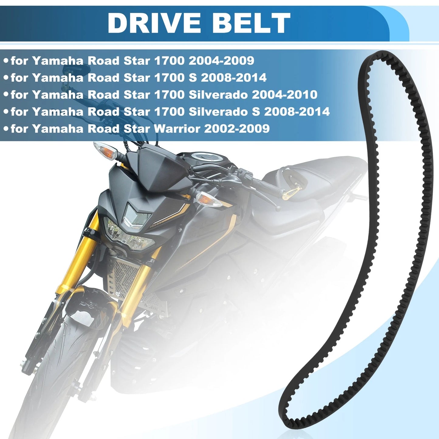 1" 130T Rubber Rear Drive Belt for Yamaha Road Star 1700 (2003–2014) 5PX462411000/621234
