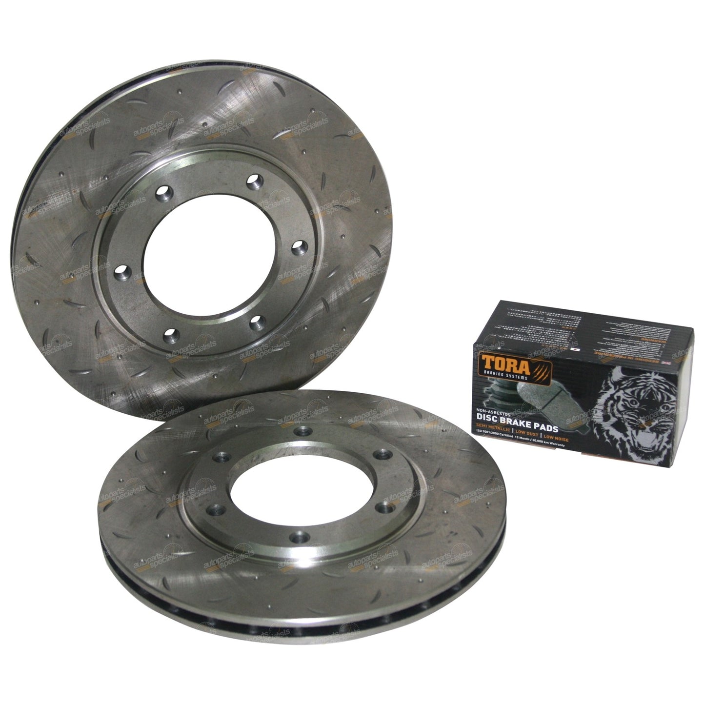 2 Slotted Drilled Front Disc Rotors + Brake Pads for Patrol MQ MK (1988–1997)