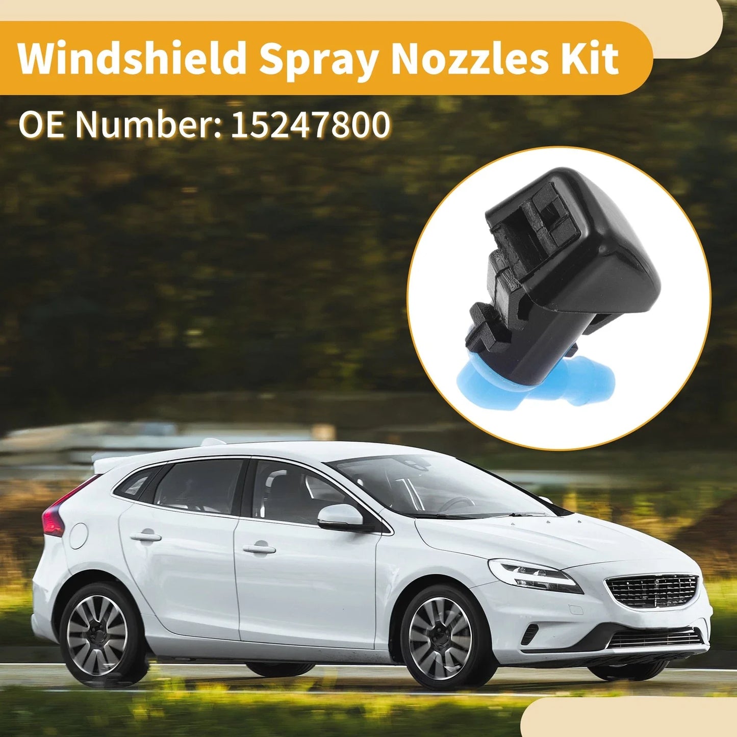 Windshield Washer Nozzle Kit for Chevrolet Malibu (2013-2015) with Fluid Hose