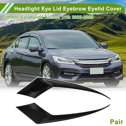 Headlight Eyebrow Eyelid Cover for Honda Accord (2023–2023) Black Carbon Fiber
