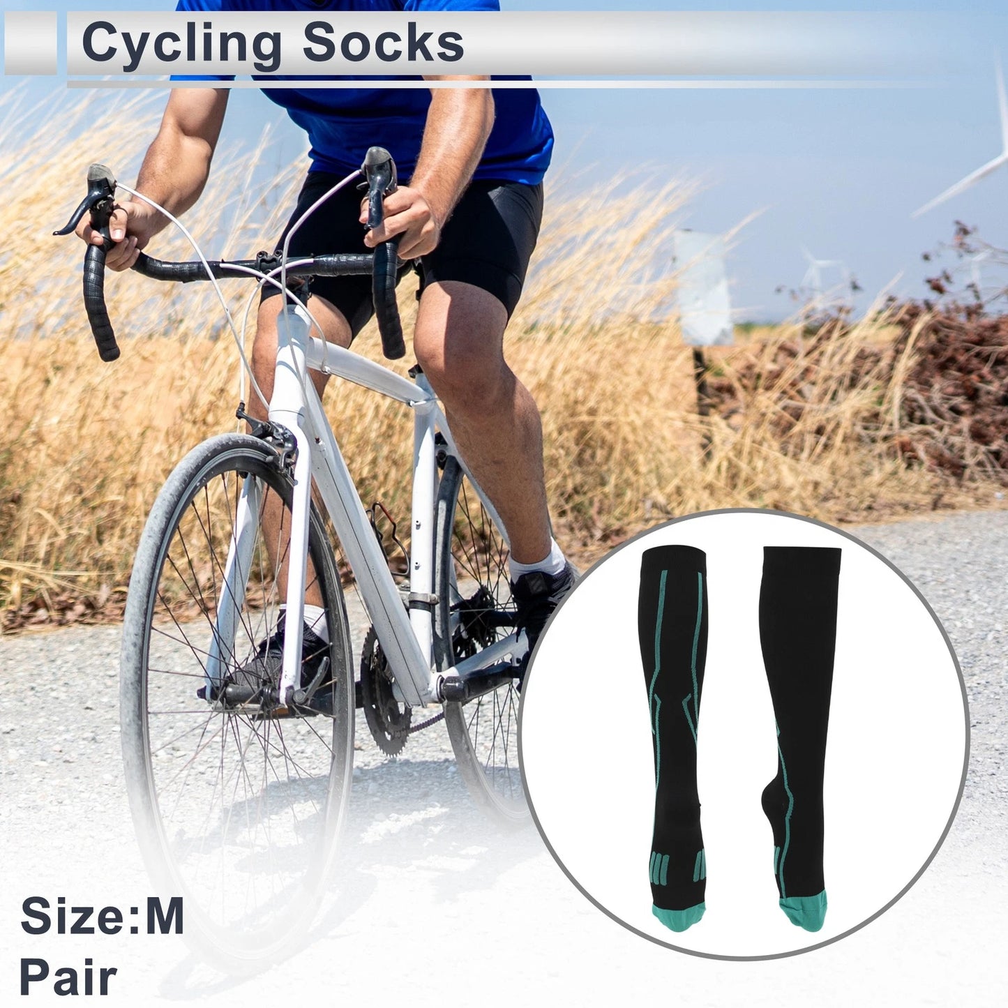 Cycling Socks Shock Absorption Size M High-cut Black Green