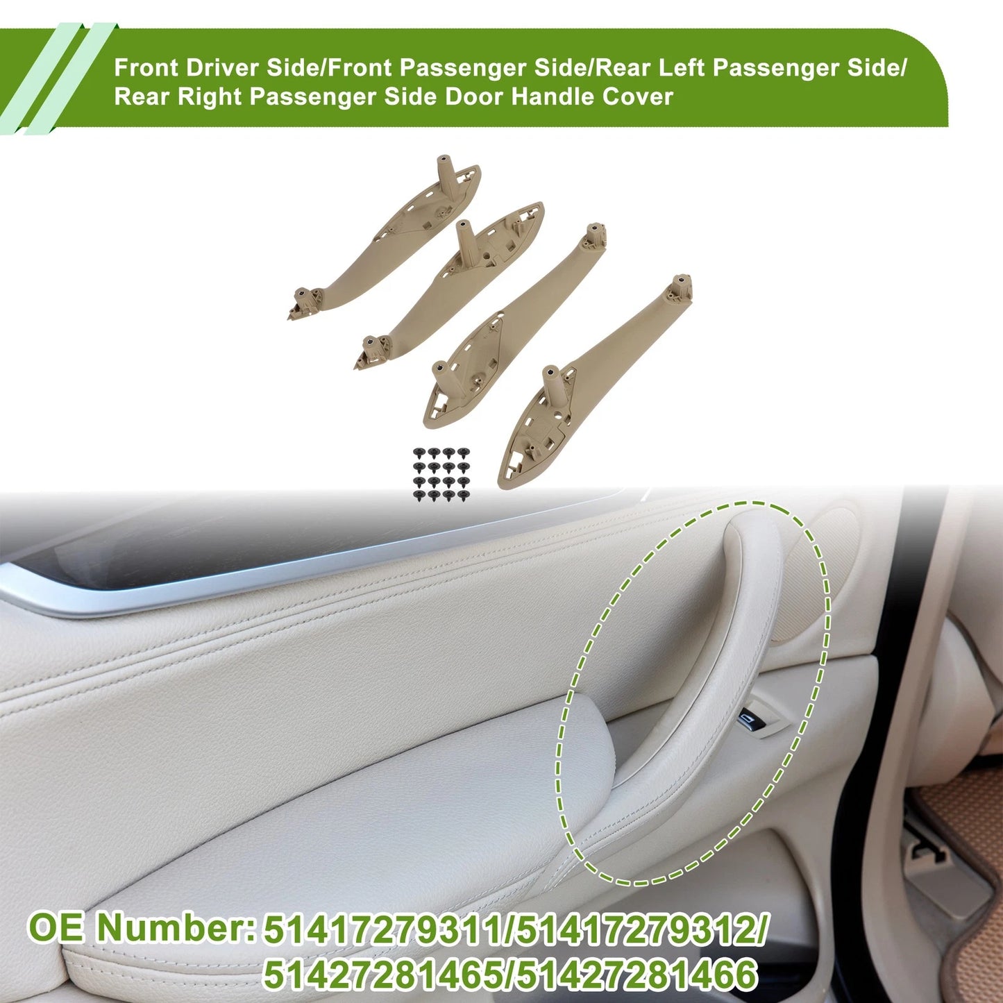 Door Panel Handle Pull Trim Cover for BMW 3 Series F30 (2013–2018) No. 51427281466