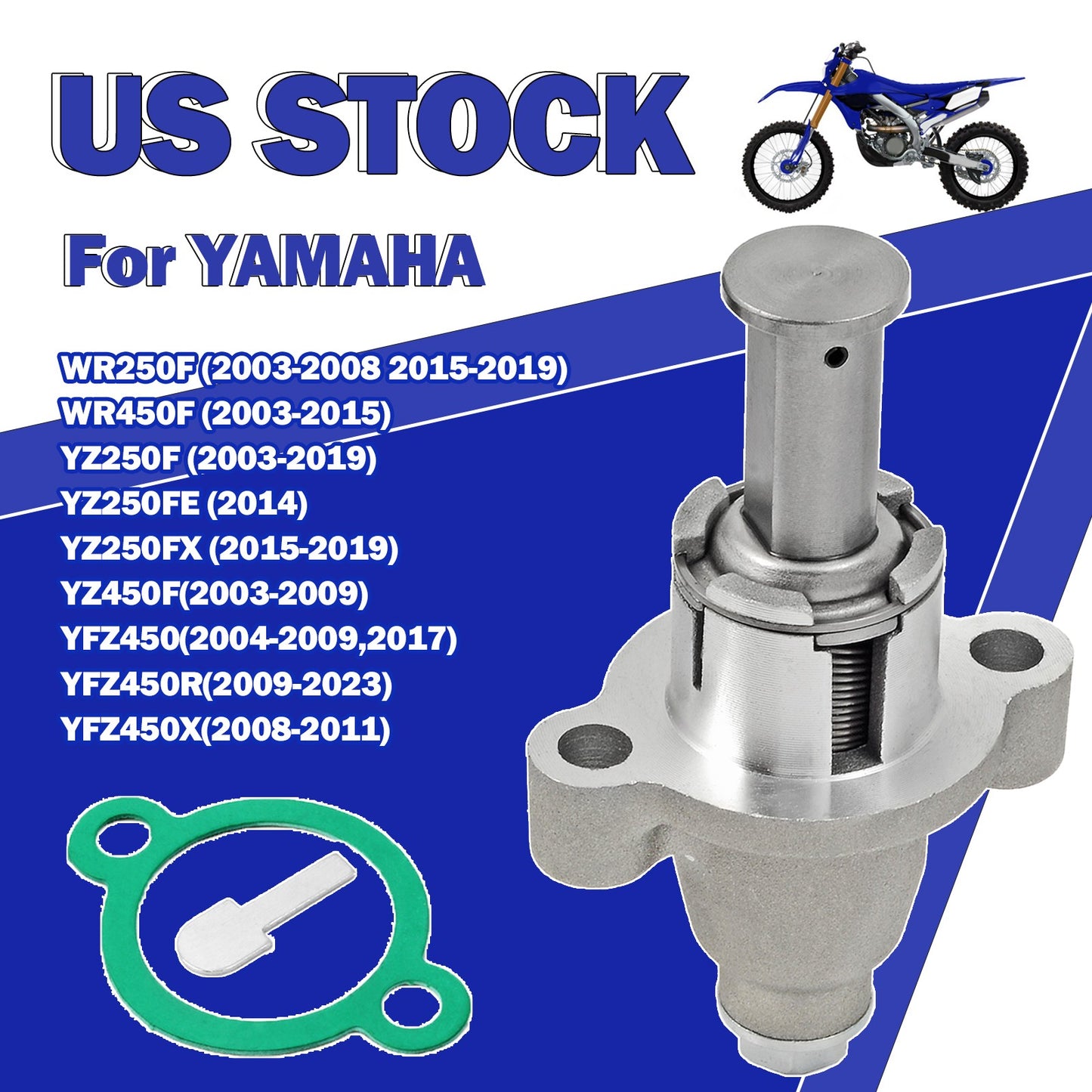 Cam Timing Chain Tensioner with Cover Gasket for Yamaha YZ250F (2003–2019)