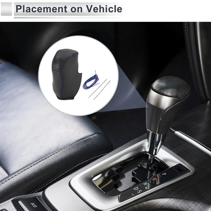 Gear Shift Knob Cover for Honda Civic 2012-2014 Black Carbon Fiber Blue