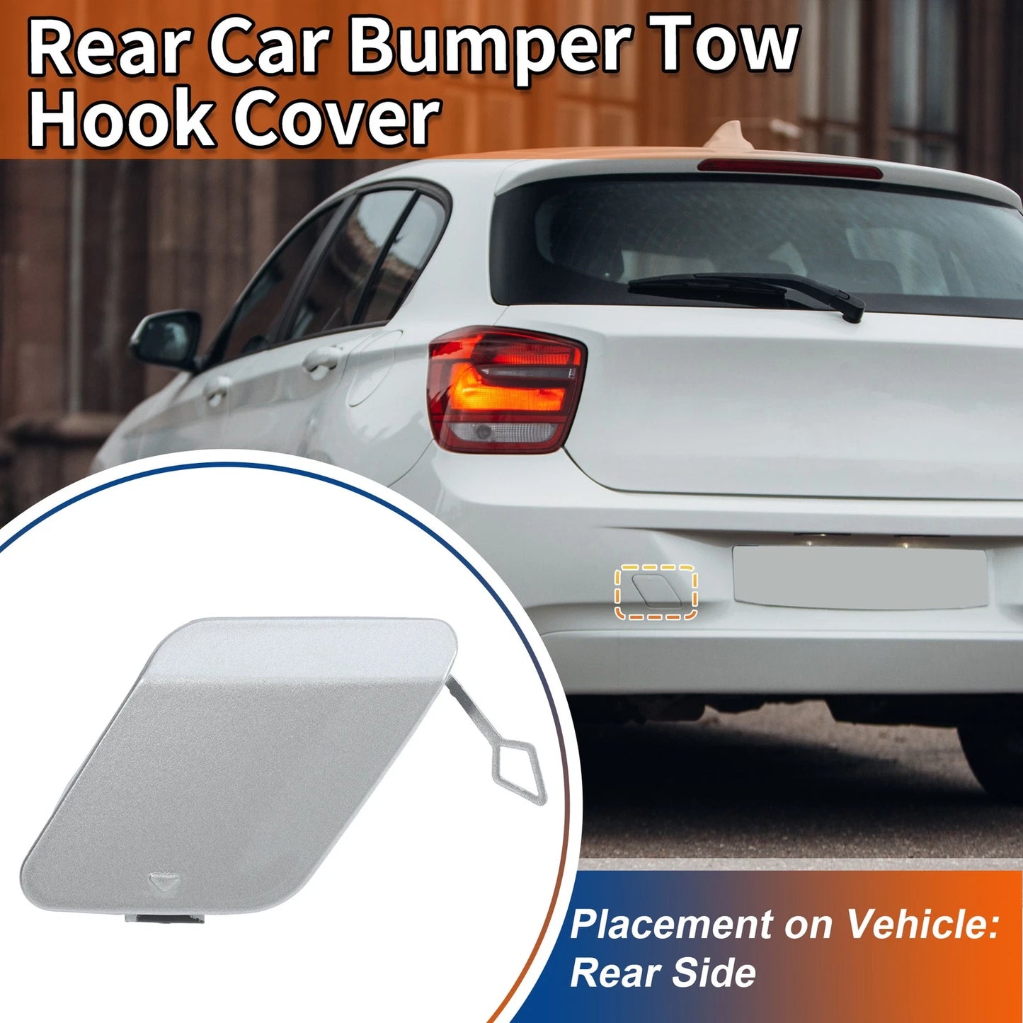 1 Pcs Rear Tow Hook Cover for BMW 1 Series (2012–2019) No. 51120038888 Ice Silver