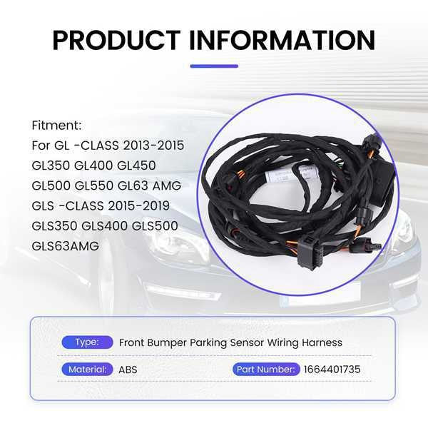 Front Bumper Parking Sensor Wiring Harness for Mercedes Benz X166 (2013–2019)