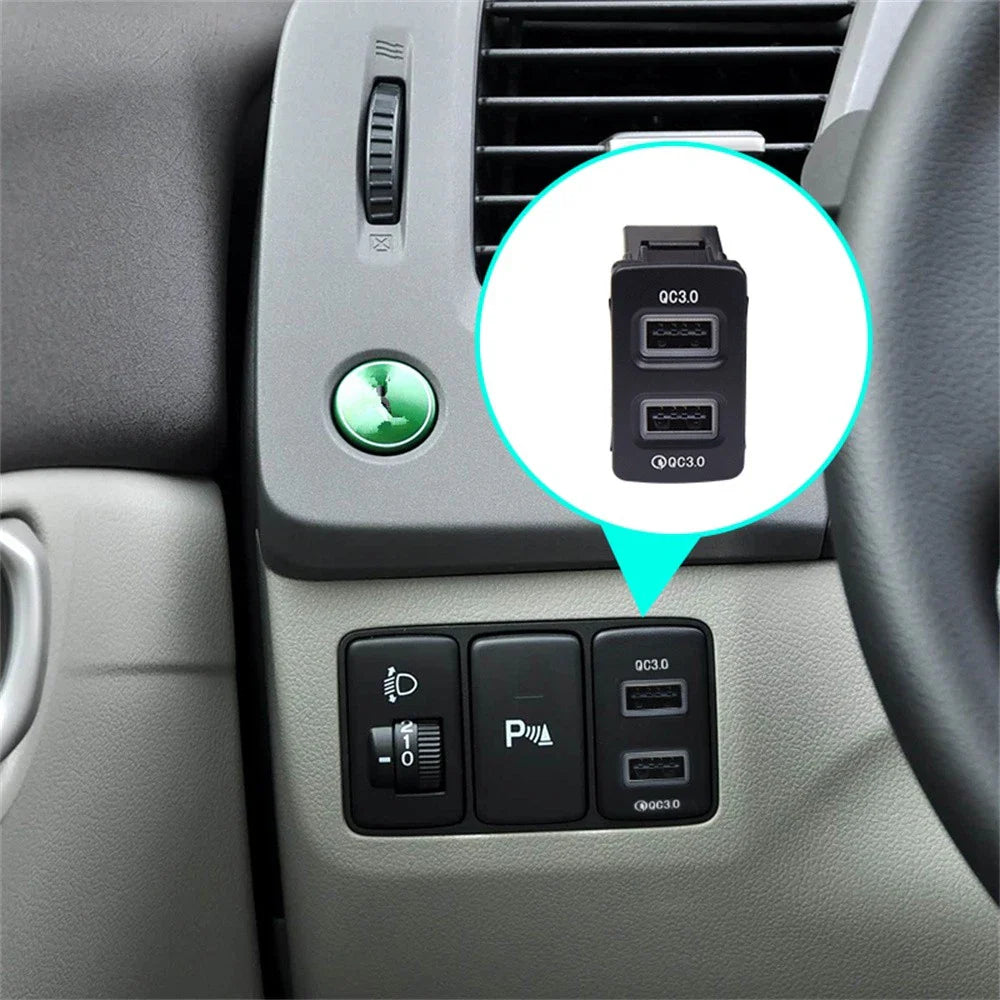 18W Dual-USB QC3.0 Fast Charger for Honda Fit, City, Civic, Acura (2016-2023)