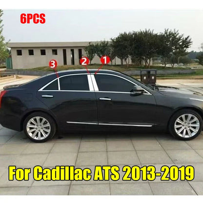 Chrome Window BC Pillar Post Cover Trim 6x for Cadillac ATS (2013–2019)