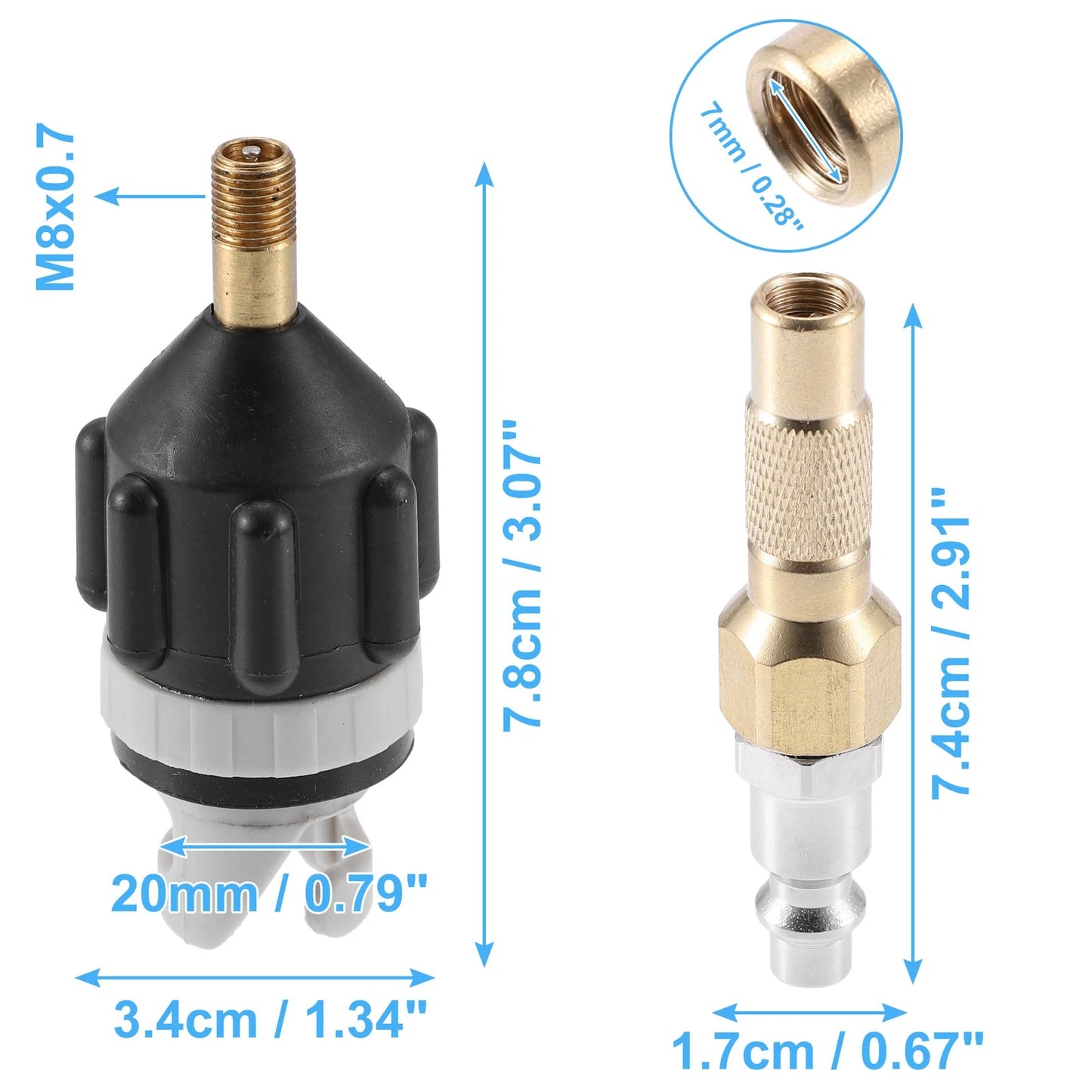 Set of 1 Boat Paddle Board Valve Adapter with American Type Push Nozzle