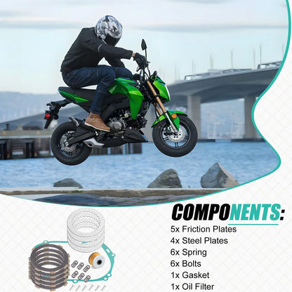 Clutch Friction Steel Plates Kit w/ Gasket for Kawasaki KLX110 (2002–2024)