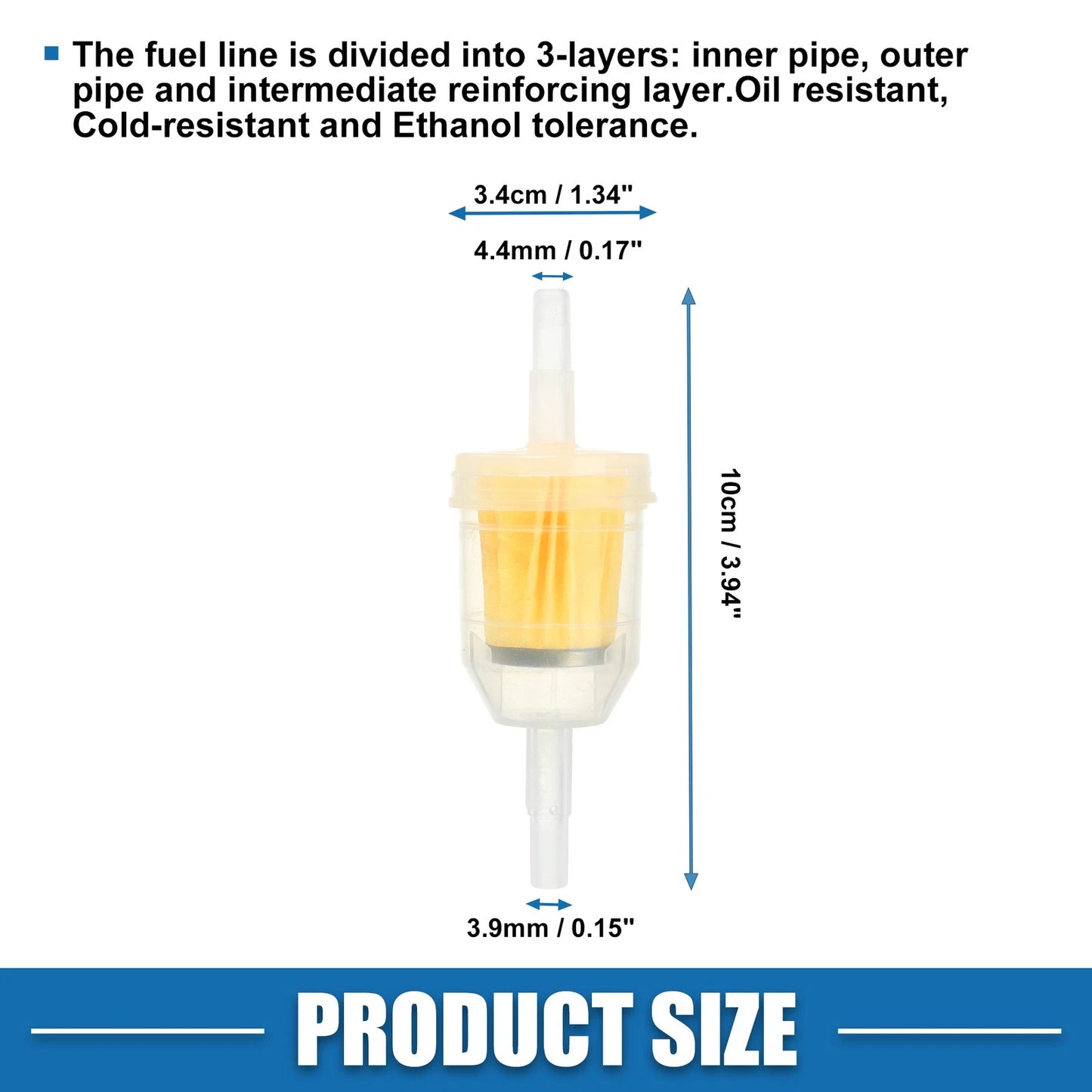 Set of 6 Inline Fuel Filters for Small Engines (1/4" & 5/16")
