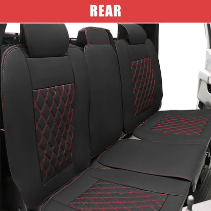 Set of 3 Rear Seat Covers for Dodge Ram  Black Red