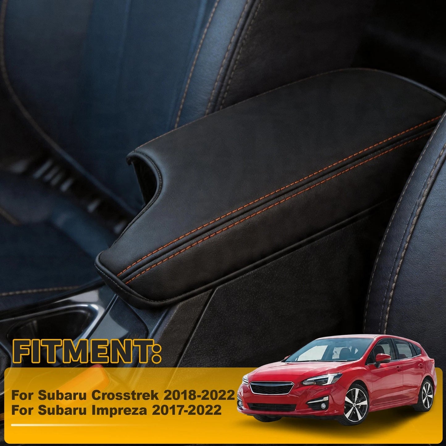 Leather Console Lid Armrest Cover for Subaru Crosstrek Impreza (2018–2022)