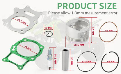 Top End Piston Ring Gasket 68.5mm for Honda Sportrax 250 TRX250EX (2003–2008)