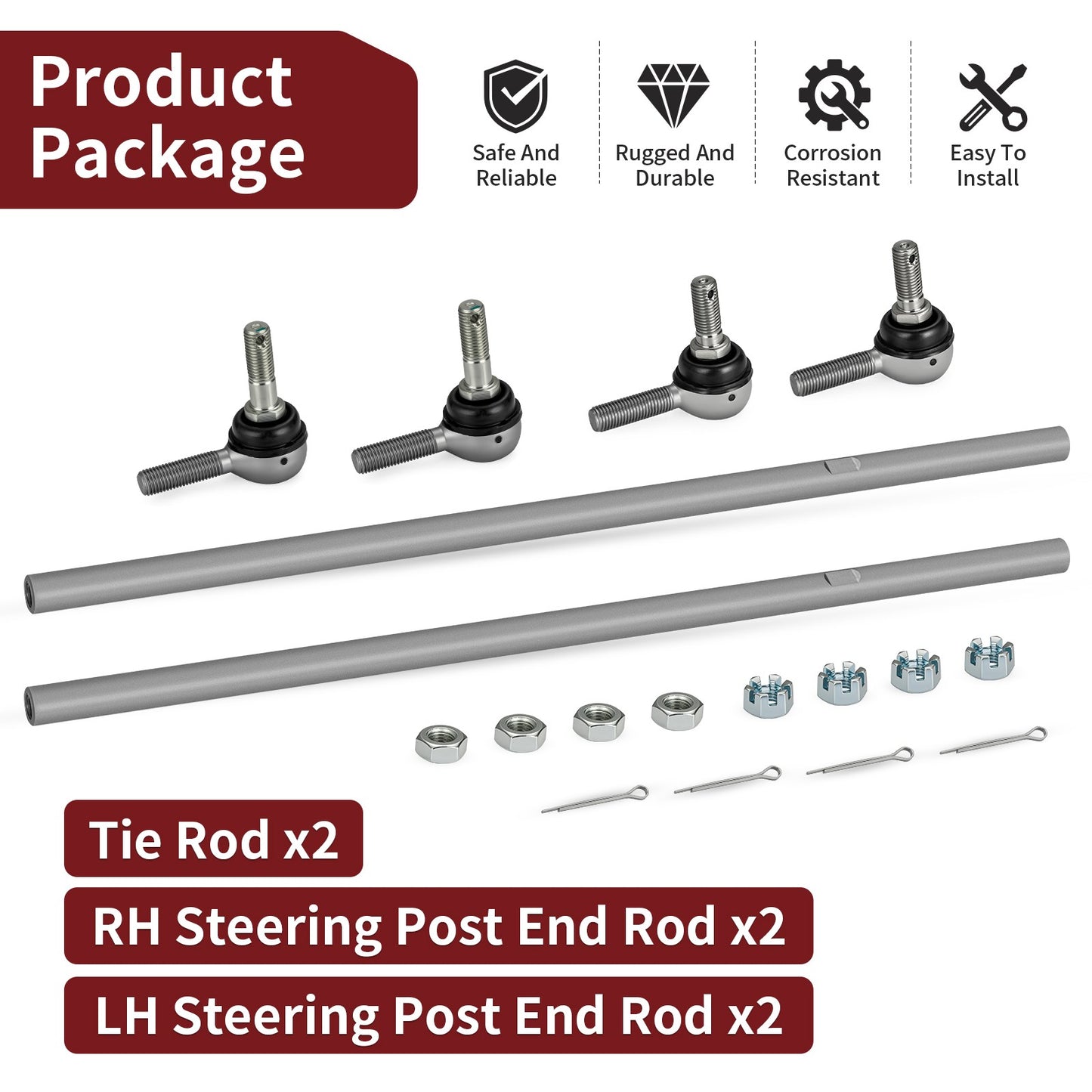 Set of 2 Tie Rod Ends for Polaris Sportsman XP 550 (2009–2010, 2014)