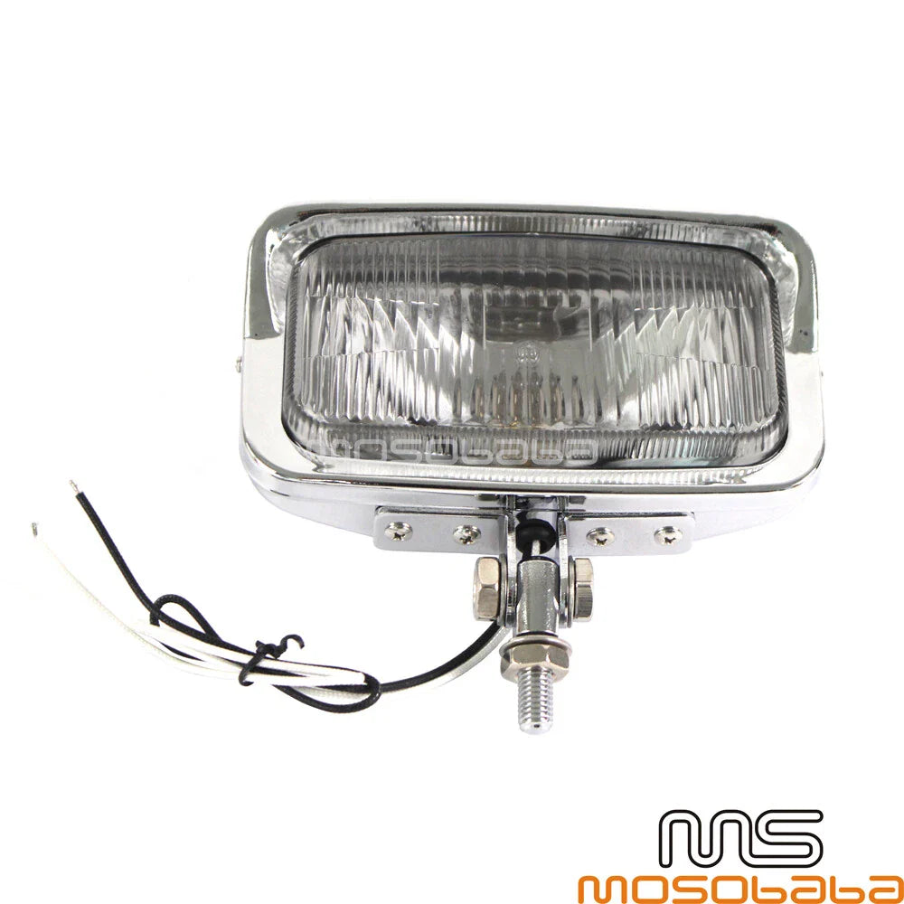 Chrome Square Headlight Assembly for Harley Chopper Cafe Racer Custom