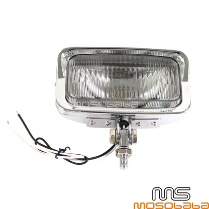Chrome Square Headlight Assembly for Harley Chopper Cafe Racer Custom
