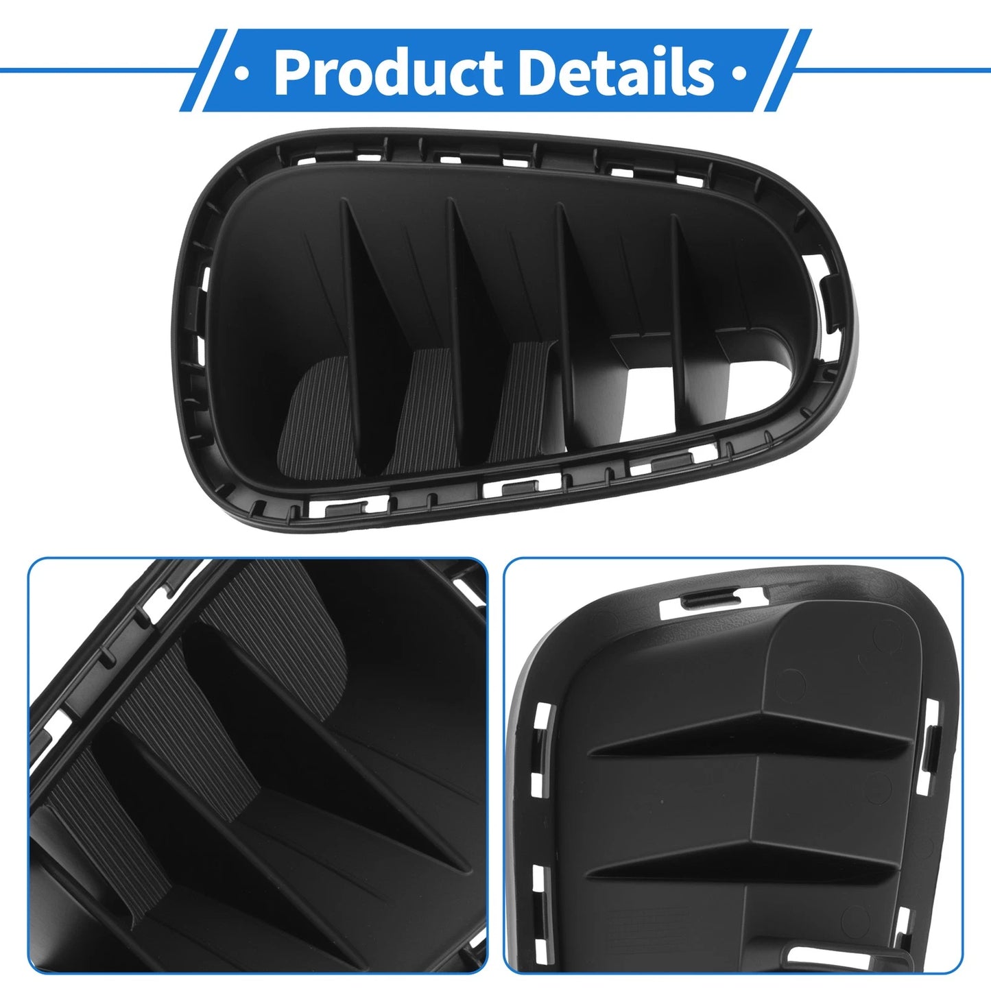 Fog Light Grille for Kia Rio (2018–2020) No. 86524-H9000/86524H9000 Black ABS
