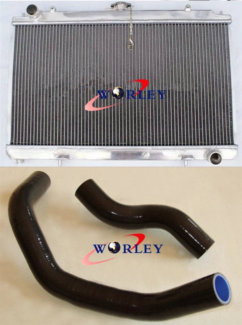 Aluminum Radiator with 2 Black Hoses for Nissan Silvia S14 S15 (1995–2002)