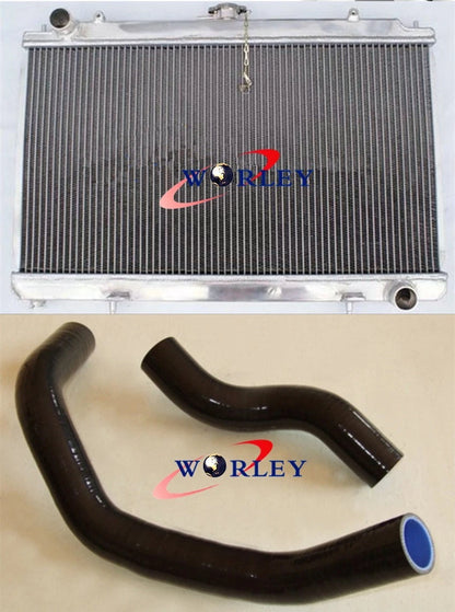 Aluminum Radiator with 2 Black Hoses for Nissan Silvia S14 S15 (1995–2002)