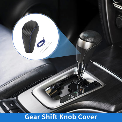 Gear Shift Knob Cover for Chevrolet Cruze (2011–2015) Black Carbon Fiber Blue