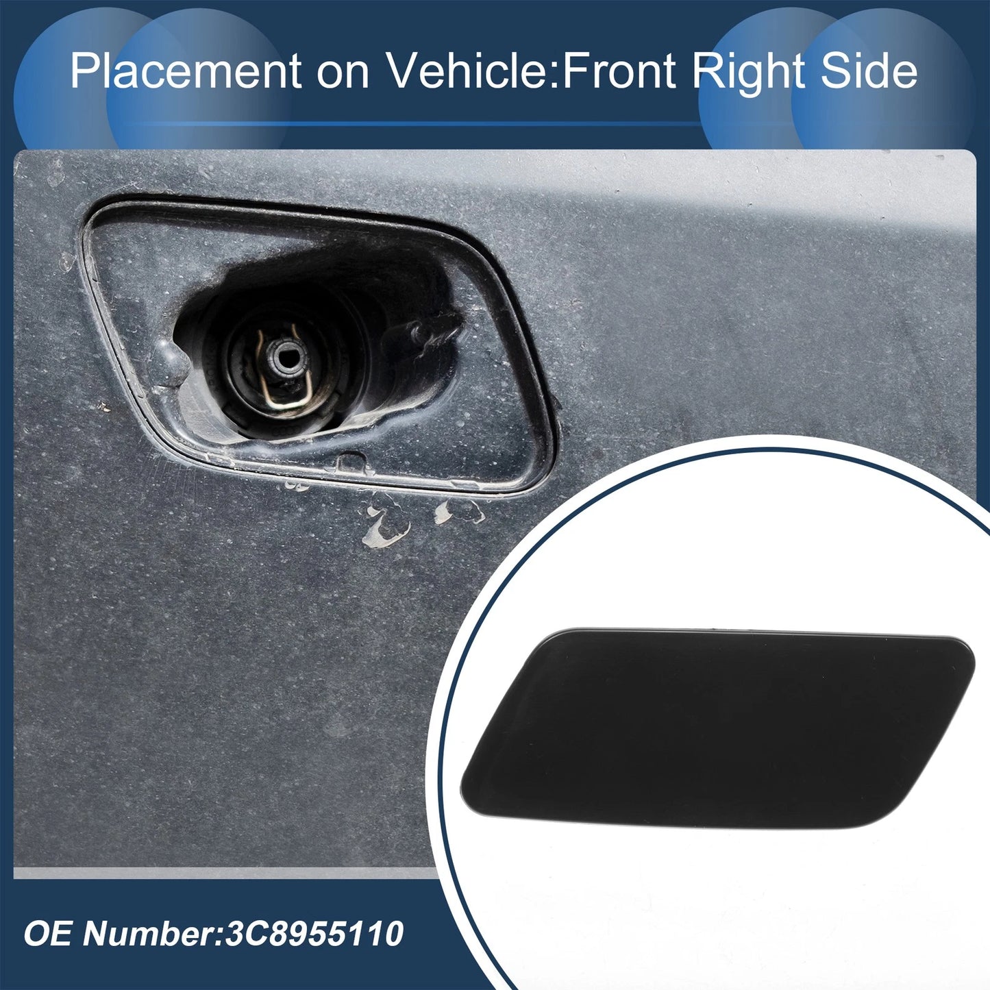 Front Right Washer Nozzle Cover Cap for Volkswagen Passat CC (2008–2012)