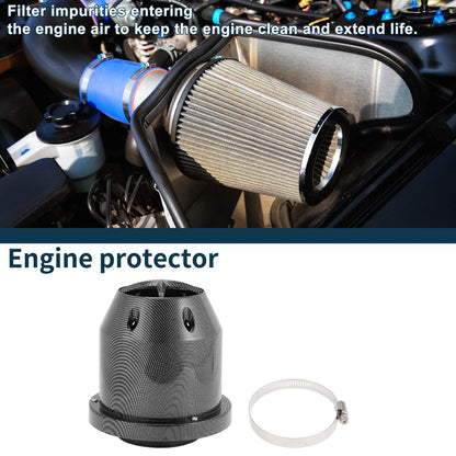 Engine Air Filter 76mm High Flow Carbon Fiber for Car