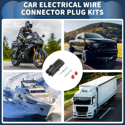2 Pin Waterproof Car Electrical Wire Connector Plug Kit for Car Boat RV