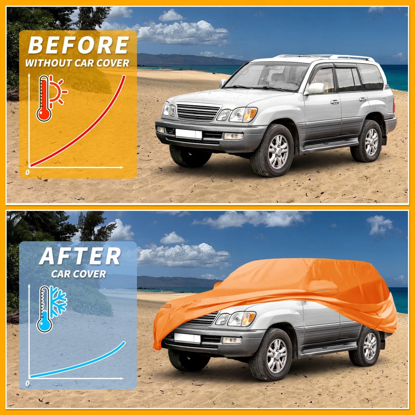 Waterproof Car Cover for Lexus LX (210D-PU, Orange, All Weather)