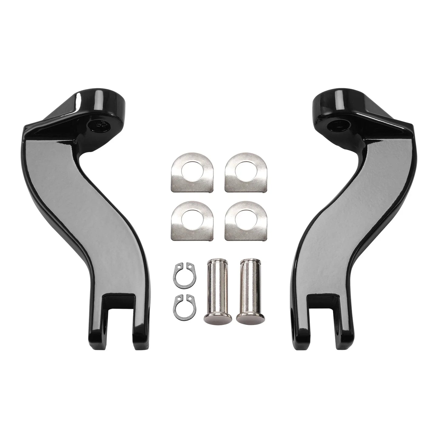 Black Rear Passenger Footpegs Bracket Mount for Harley Touring (1993-2025)