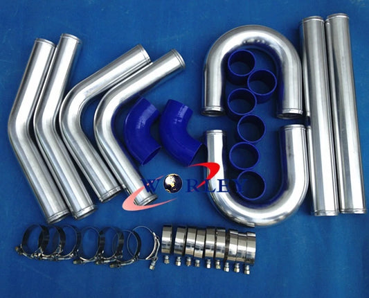 2.25" Aluminum Universal Intercooler Turbo Piping Kit with Blue Hoses