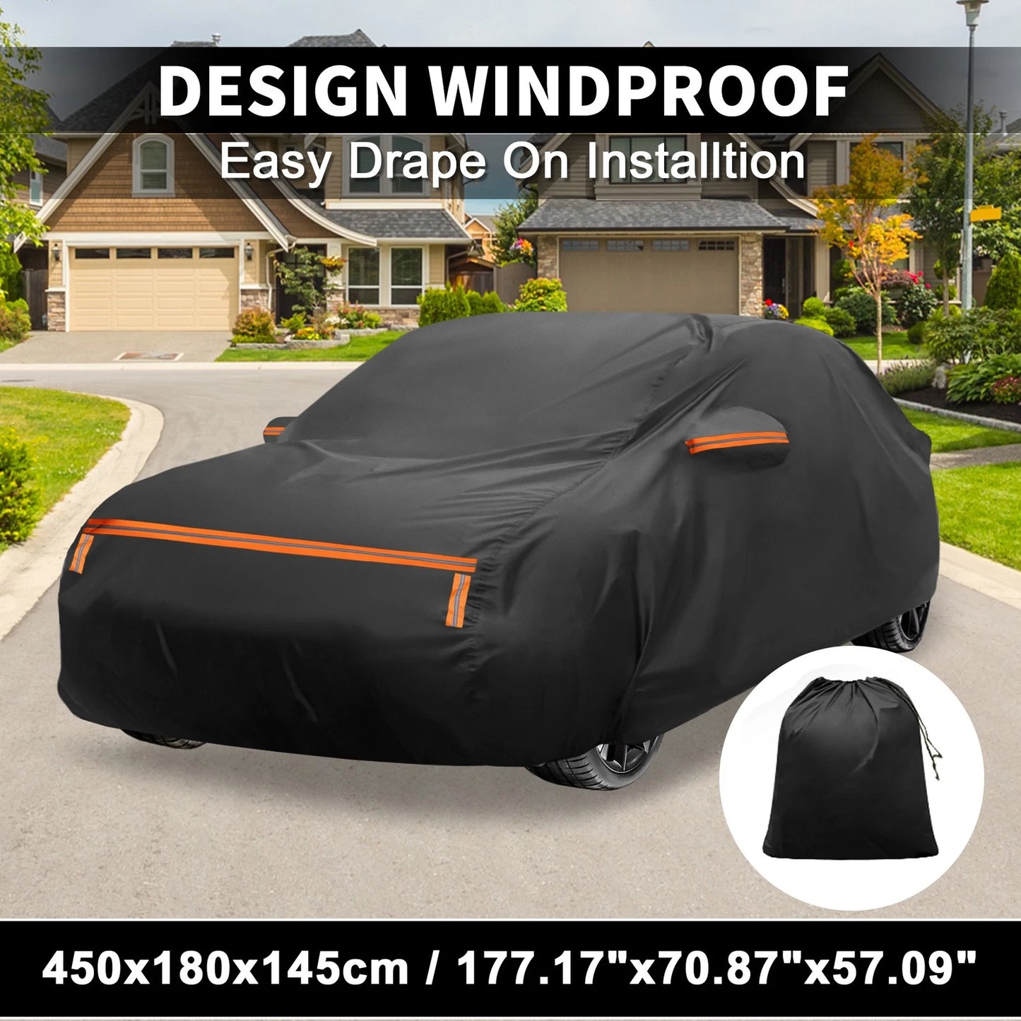 Waterproof Car Cover for Jeep SUV with Driver Door Zipper (Universal Fit)