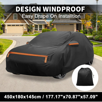 Waterproof Car Cover for Jeep SUV with Driver Door Zipper (Universal Fit)