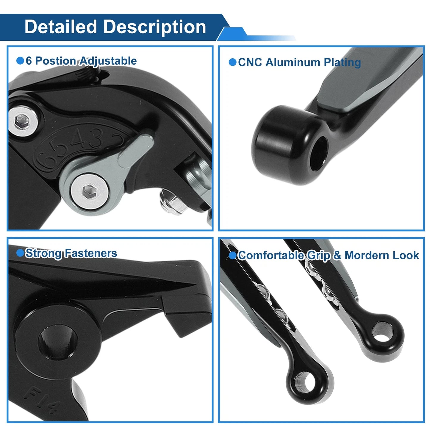 Adjustable Brake Clutch Levers for Kawasaki ER-5 (2005–2010) Black Titanium