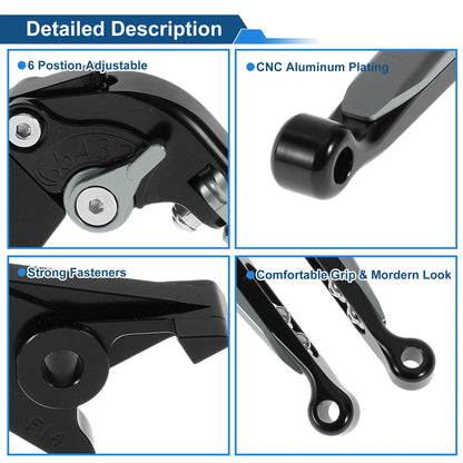 Adjustable Brake Clutch Levers for Kawasaki ER-5 (2005–2010) Black Titanium