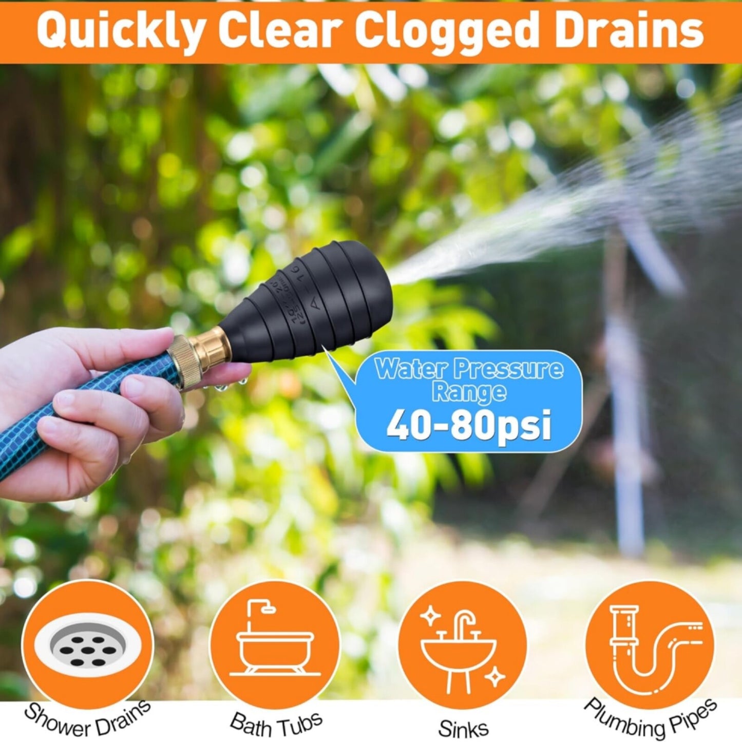 Drain Cleaning Bladder for 1" to 2" Drain Pipe
