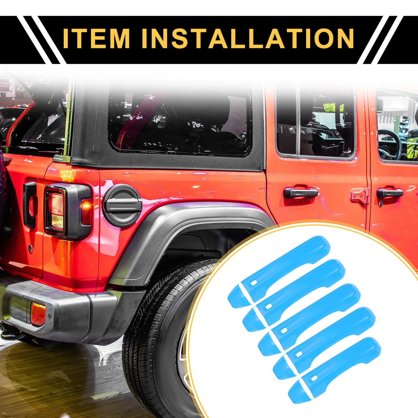 Set of 1 Door Tailgate Handle Cover for Jeep Wrangler JL JLU (2018–2022) Light Blue