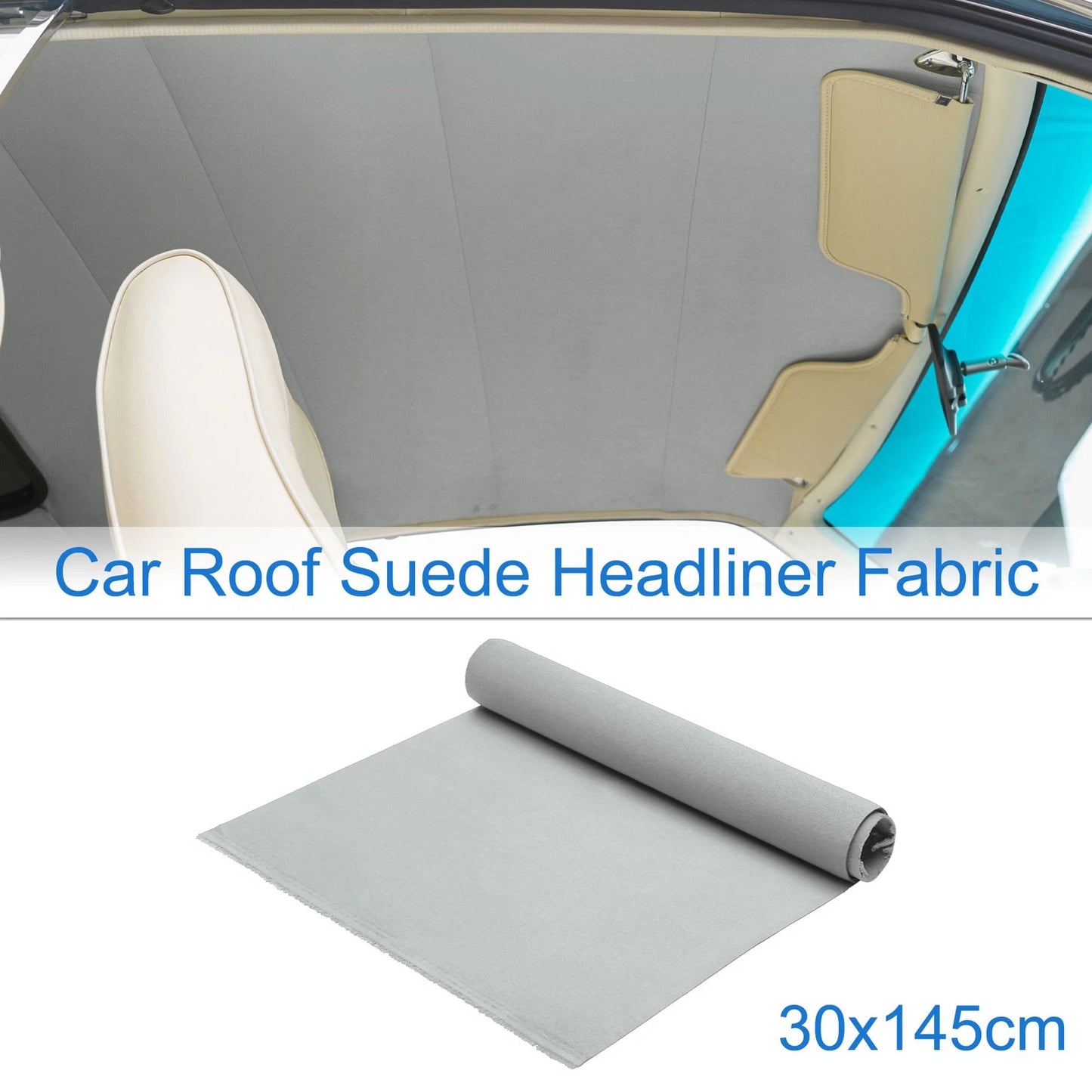 Suede Fabric Headliner for Car Roof Repair - Light Gray (11.8"Lx57"W)